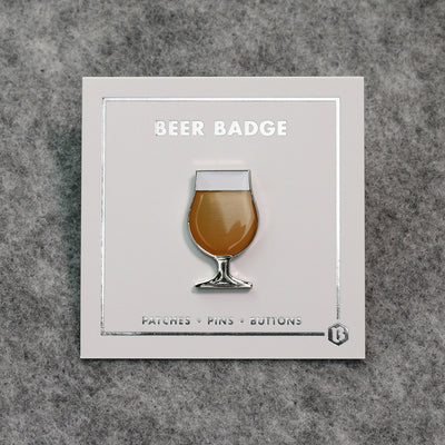 Beer enamel pin tulip glass. This beer badge lapel has gold color enamel with 3D details