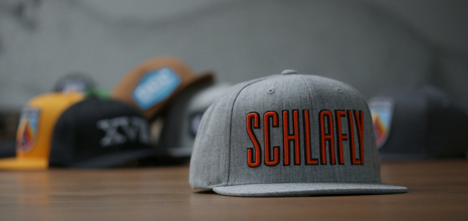 3D embroidery on flat bill snapback for Schlafly by Brewery Outfitters