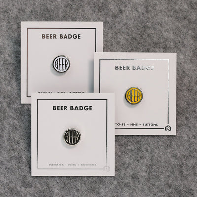 BEER enamel pin set of three. These beer dot design beer badge lapel pins have soft enamel & nickel finish