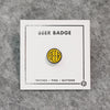 BEER enamel pin. This beer dot design beer badge lapel has bright yellow soft enamel & black nickel finish