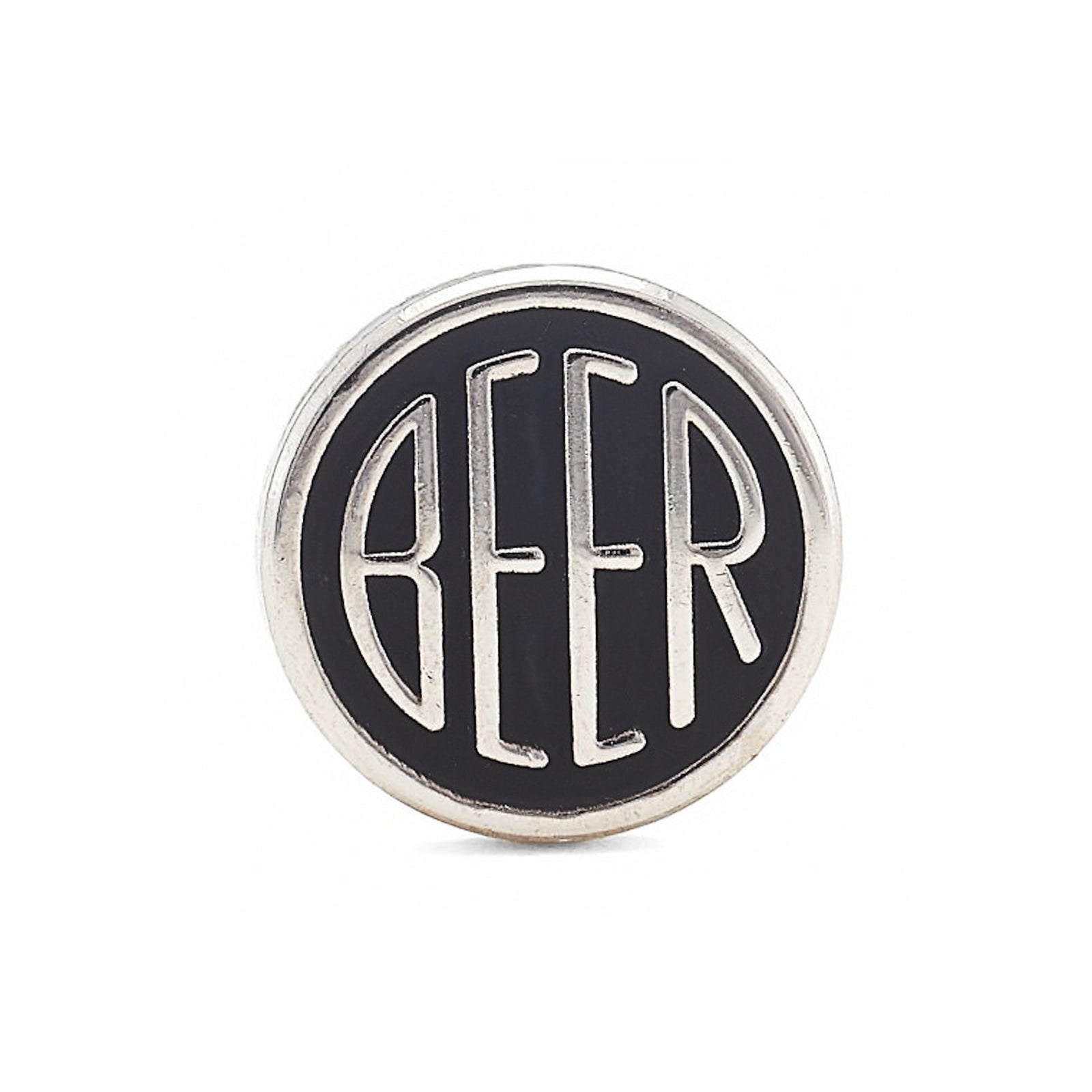 BEER enamel pin. This beer dot design beer badge lapel has matte black soft enamel & bright nickel finish