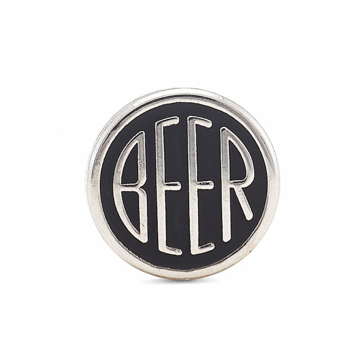 BEER enamel pin. This beer dot design beer badge lapel has matte black soft enamel & bright nickel finish