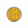 BEER enamel pin. This beer dot design beer badge lapel has gloss yellow soft enamel & black nickel finish