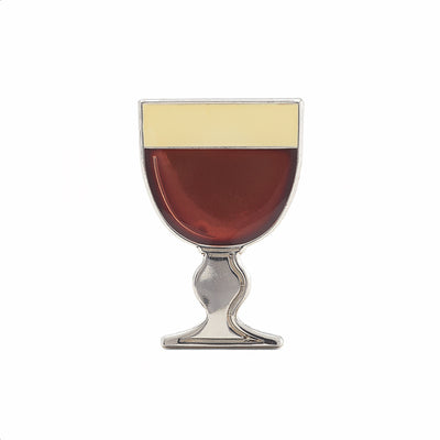 Beer enamel pin goblet glass. This beer badge lapel has deep ruby color enamel with 3D details