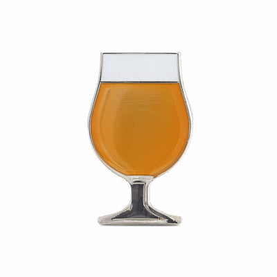 Beer enamel pin tulip glass. This beer badge lapel has gold color enamel with 3D details