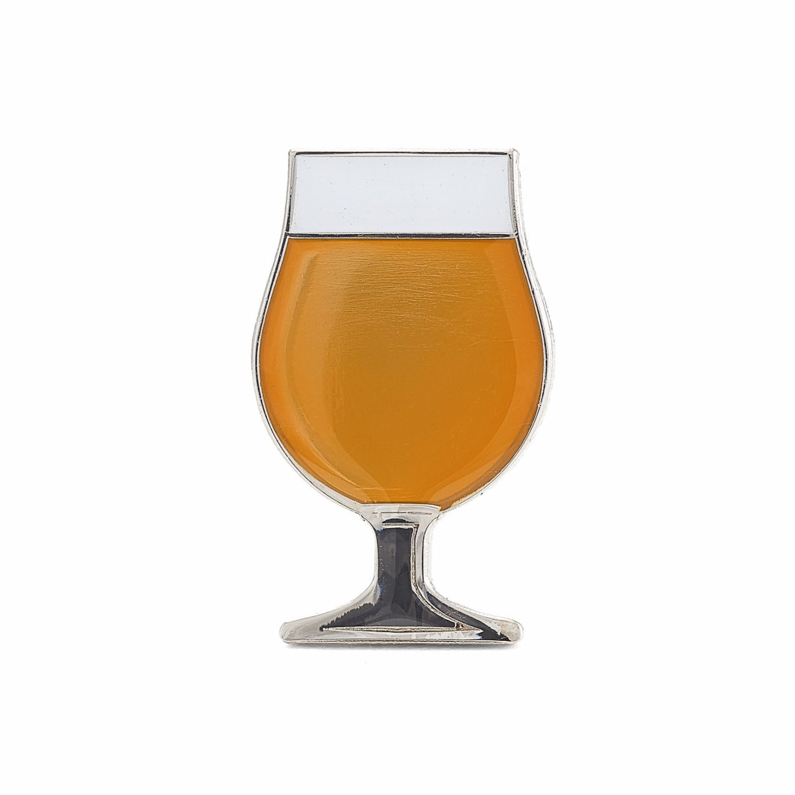 Beer enamel pin tulip glass. This beer badge lapel has gold color enamel with 3D details