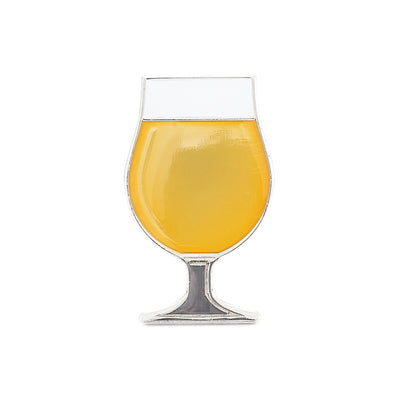 BEER enamel pin tulip glass. This beer badge lapel has straw color enamel with 3D details
