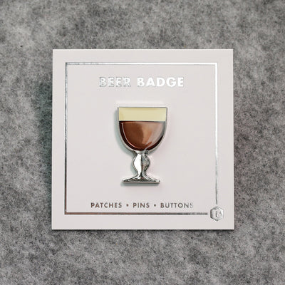 Beer enamel pin goblet glass. This beer badge lapel has deep ruby color enamel with 3D details