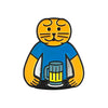 Hair Of The Cat soft enamel lapel pin by Jason Sturgill. Cheeto the cat ... having a beer.