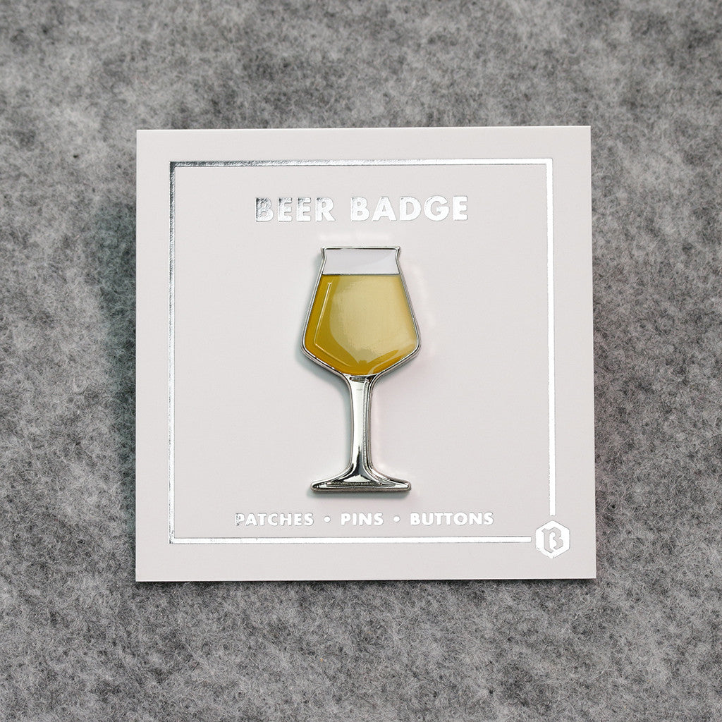 Beer enamel pin teku glass. This beer badge lapel has straw color enamel with 3D details