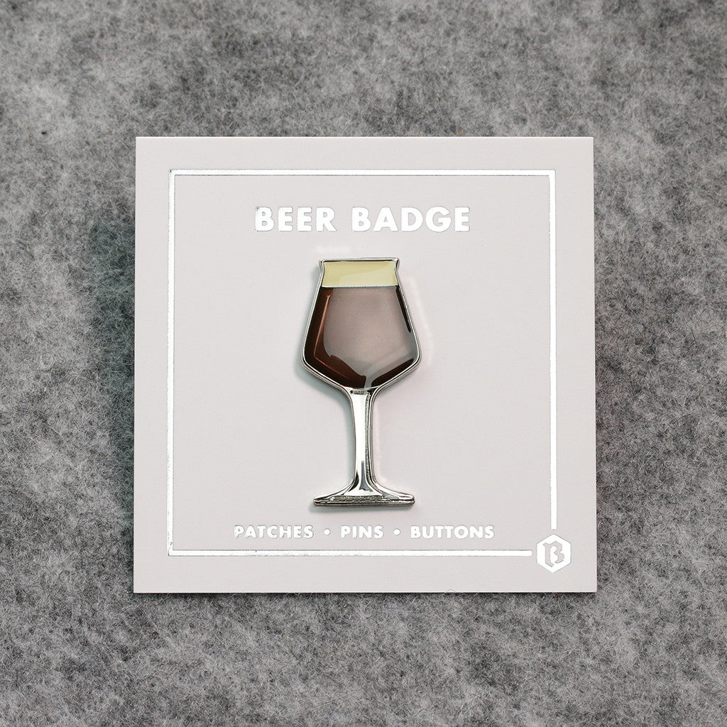 Beer enamel pin teku glass. This beer badge lapel has deep brown color enamel with 3D details