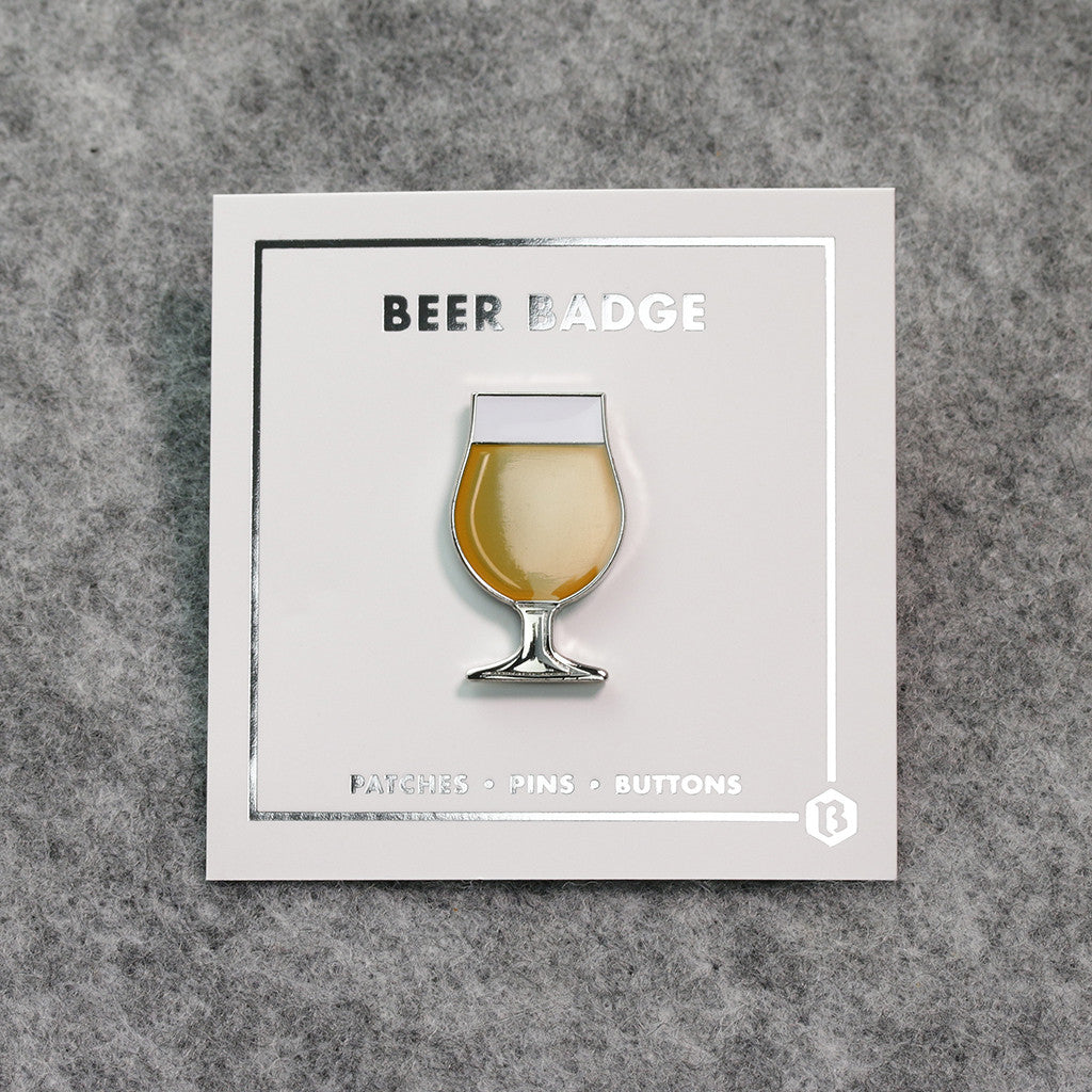 Beer enamel pin tulip glass. This beer badge lapel has straw color enamel with 3D details
