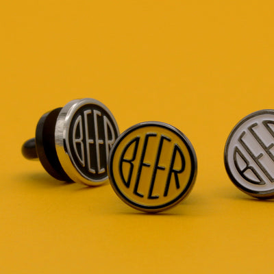 BEER enamel pin set of three. These beer dot design beer badge lapel pins have soft enamel & nickel finish