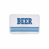 Embroidered BEER patch with vintage '70s '80s inspired generic blue stripe embroidery design